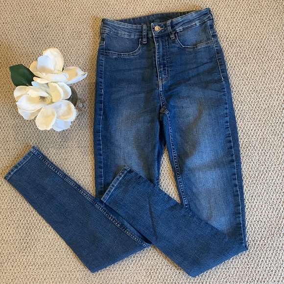 🌹H&M Divided High Waisted Skinny Stretch Blue Jeans - Picture 1 of 9